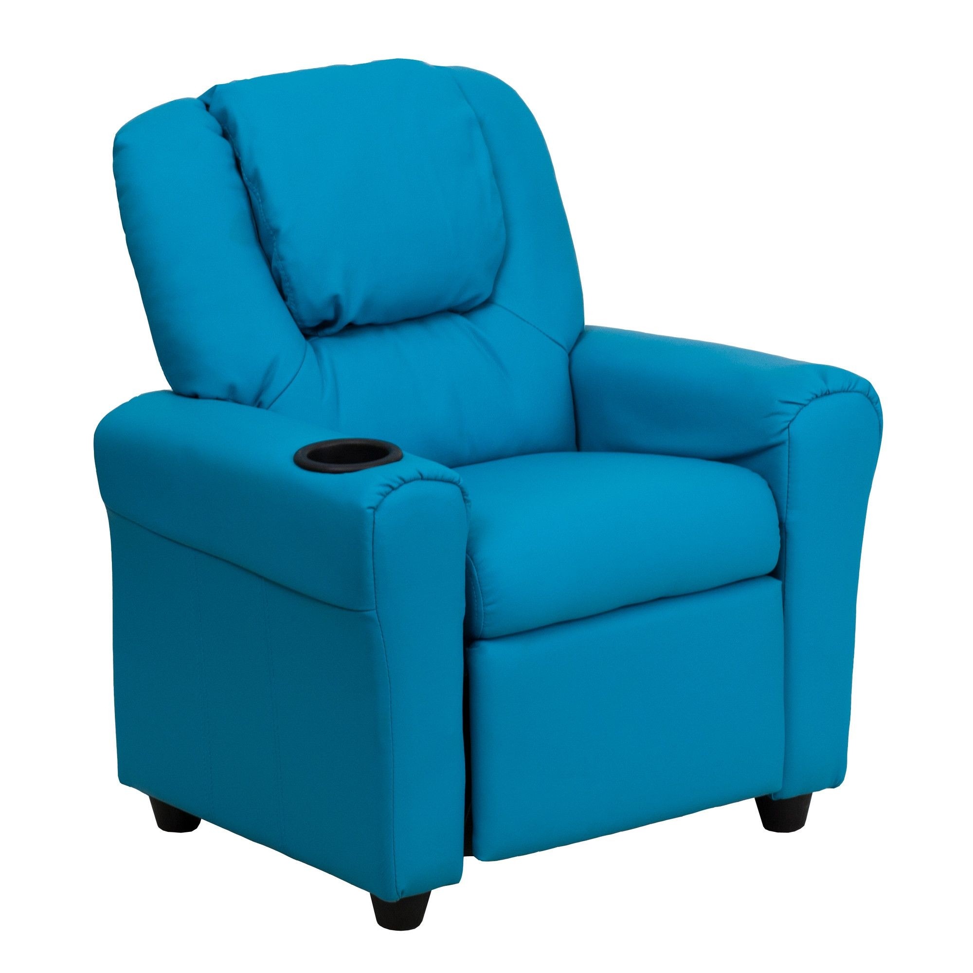 Flash Furniture DG-ULT-KID-TURQ-GG Contemporary Turquoise Vinyl Kids Recliner with Cup Holder and Headrest, Green