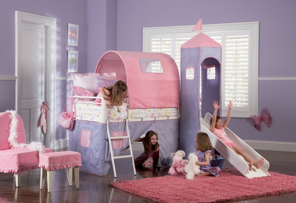 Powell Princess Castle Twin Tent Bunk Bed with Slide