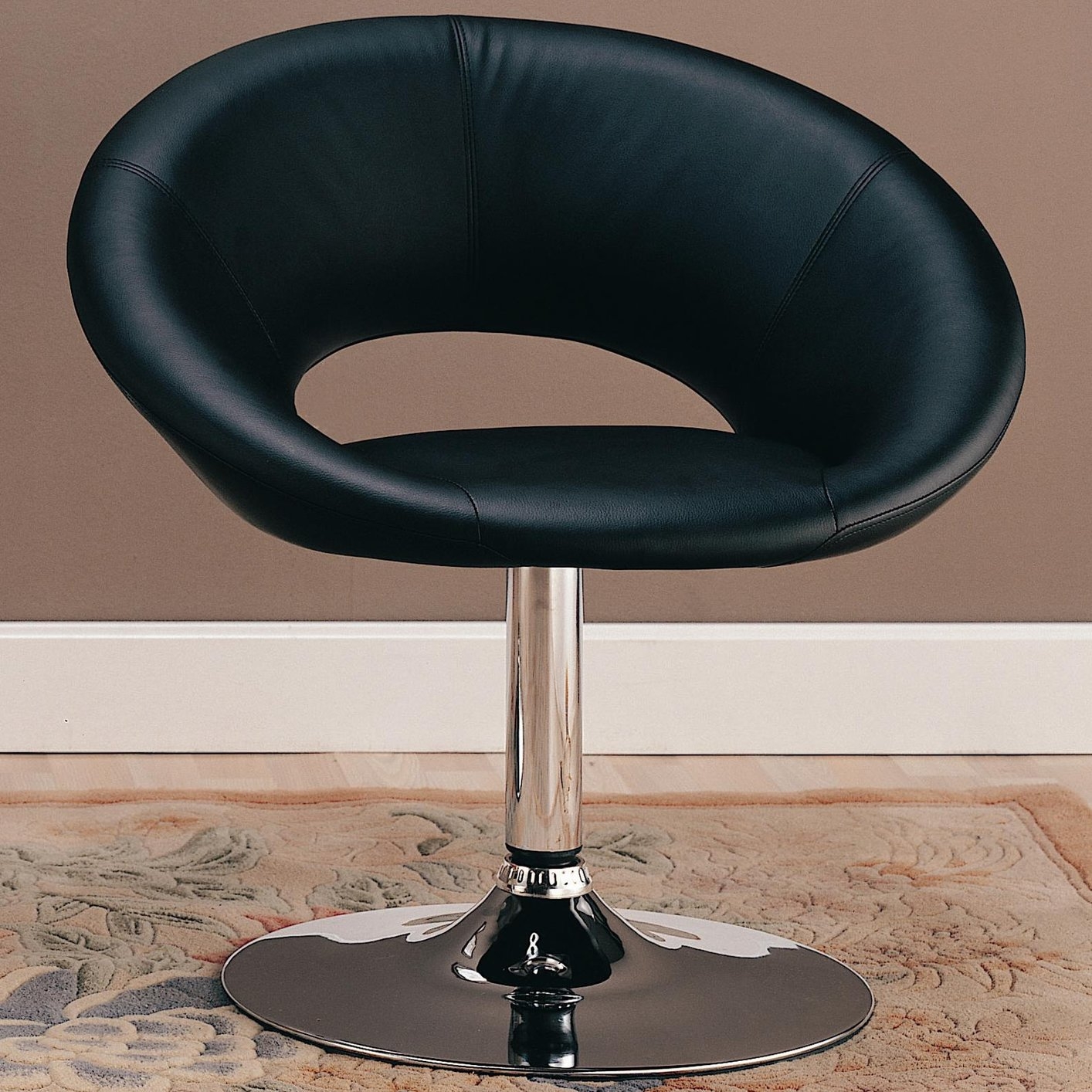 Barrel Chairs Ideas On Foter   Accent Chair Black Faux Leather Polished Chrome Finish 