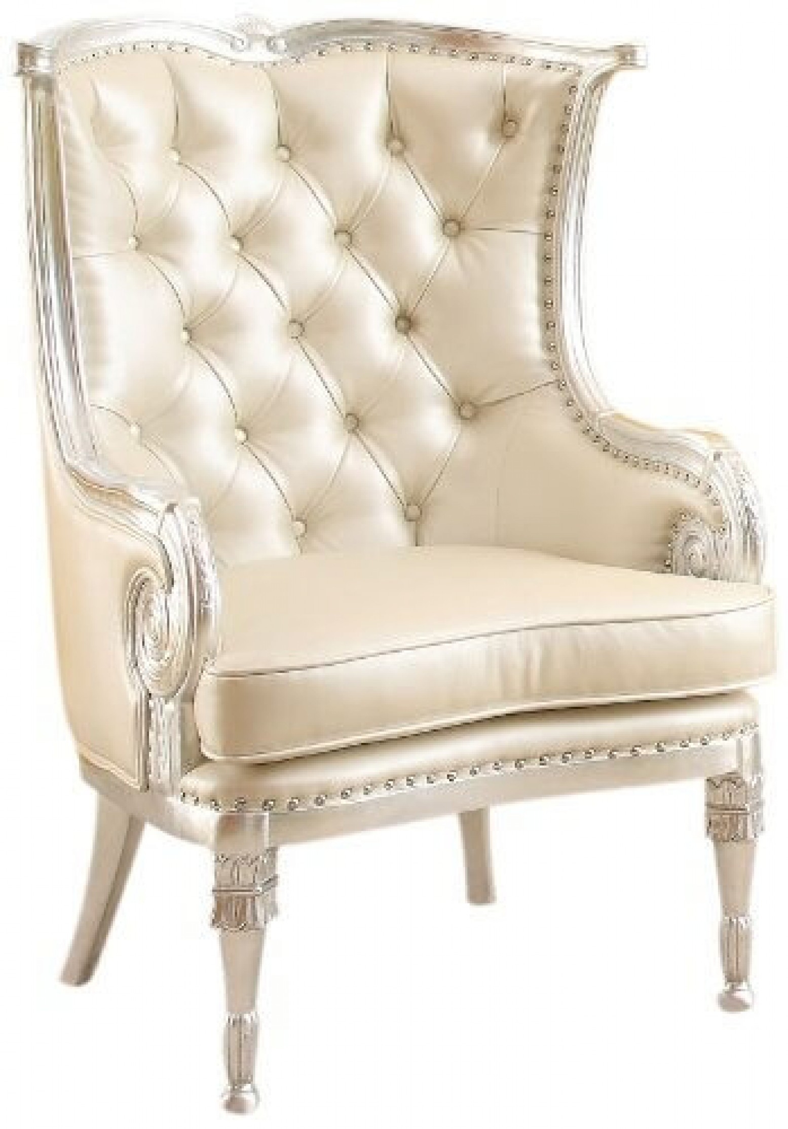 ACME 59122 Pawnee Accent Chair, Silver Frame and Beige Finish