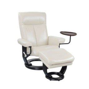 Coaster Swivel Recliner Chair with Ottoman in Ivory Bonded Leather