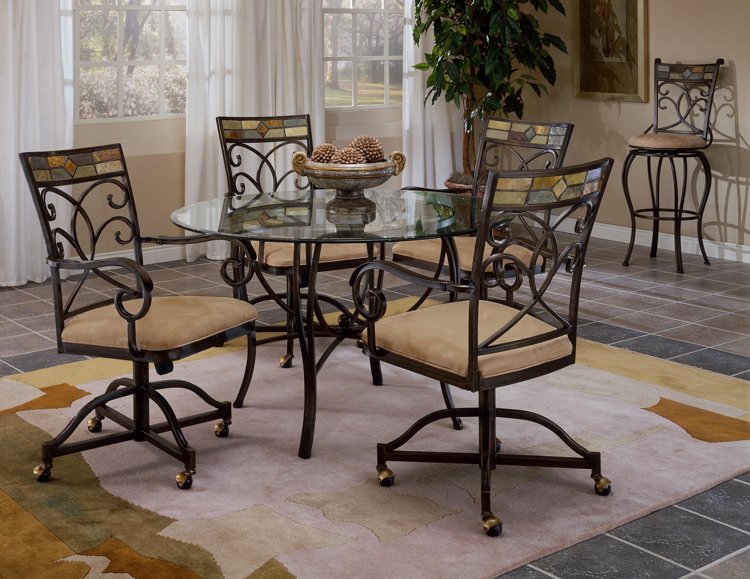 leather caster dining room chairs