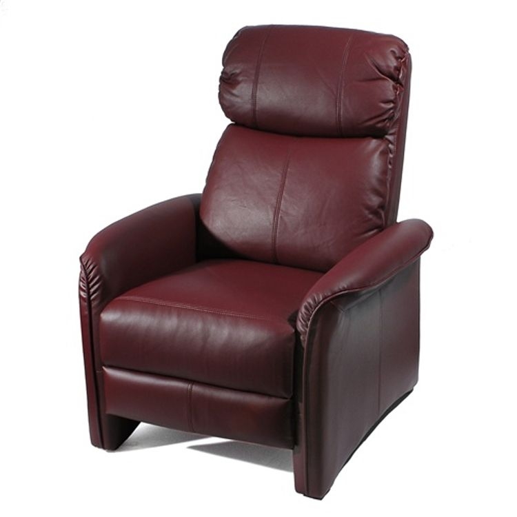 Home Leather Soft Pad Recliner 3 Positional Leather Cozy Recliner Chair Burgundy