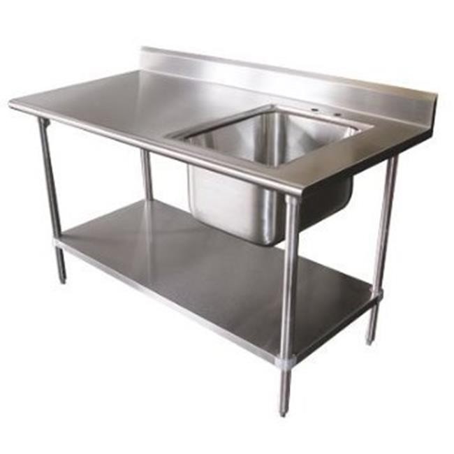 Prep / Work Table with Sink 72" X 30" X 35", W/5" Backsplash 18 Gauge Stainless Steel Top *NSF*