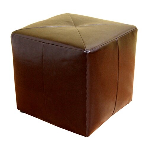 Baxton Studio Lave Cube-Shaped Brown Bonded-Leather Ottoman