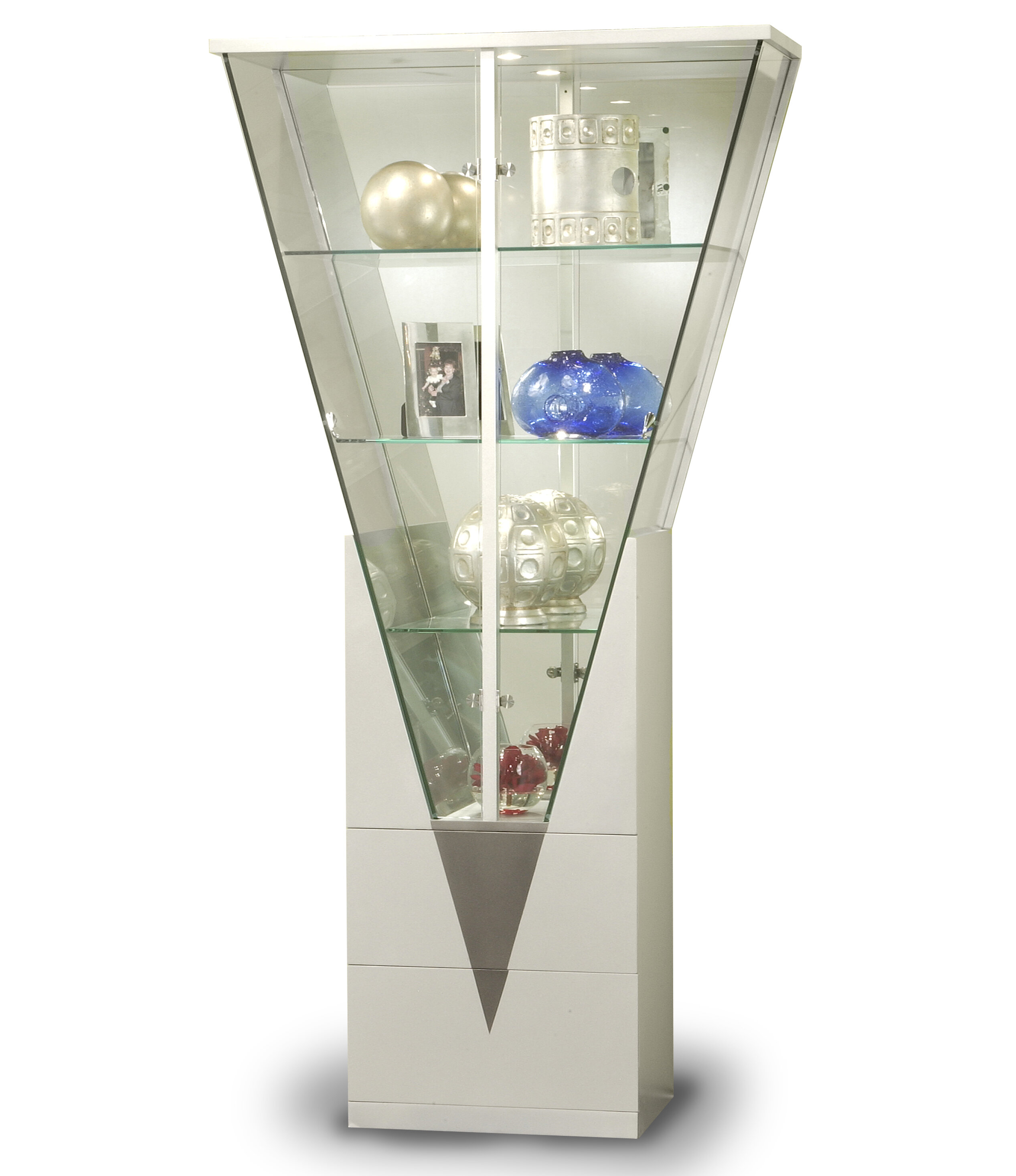 Curio Cabinet with Mirrored Interior Finish: Silver