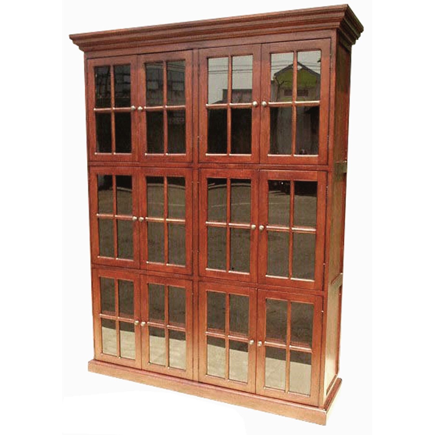 D-ART 12 Door Curio Bookcase Cabinet - in Mahogany Wood