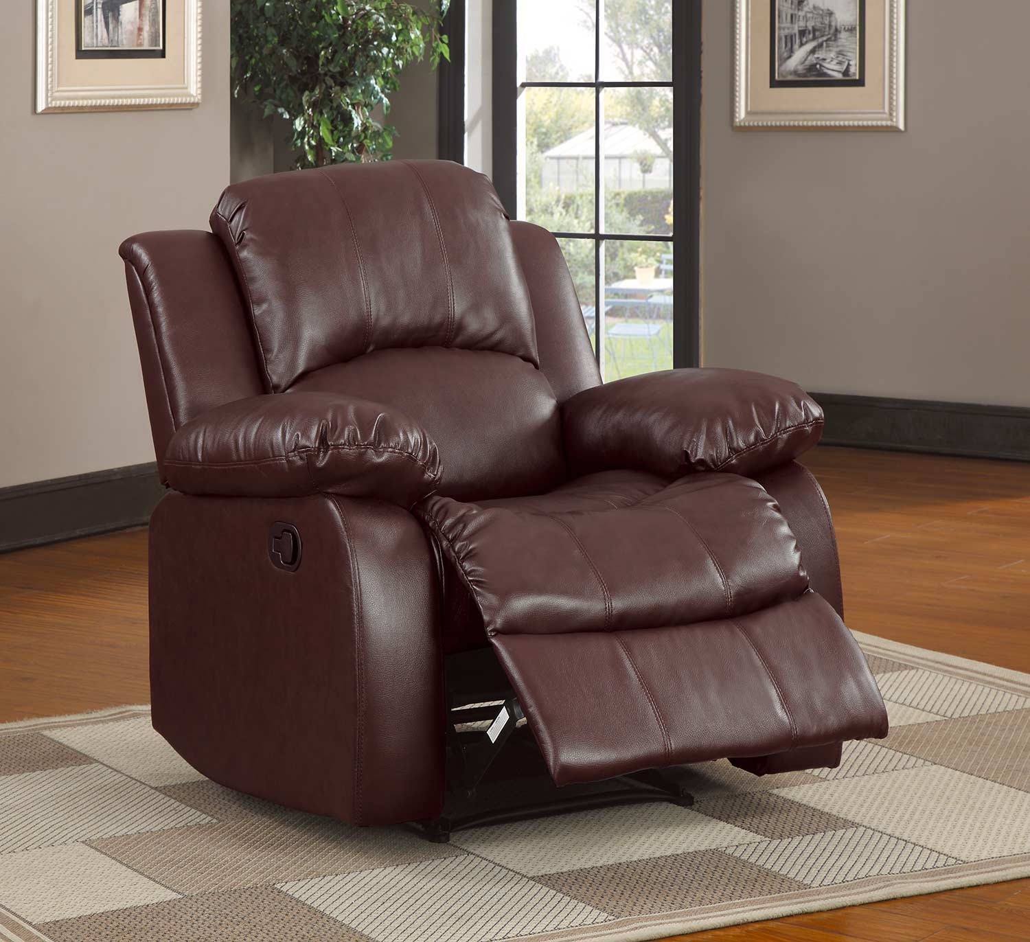 Homelegance 9700brw 1 Upholstered Recliner Chair Warm Brown Bonded 2 