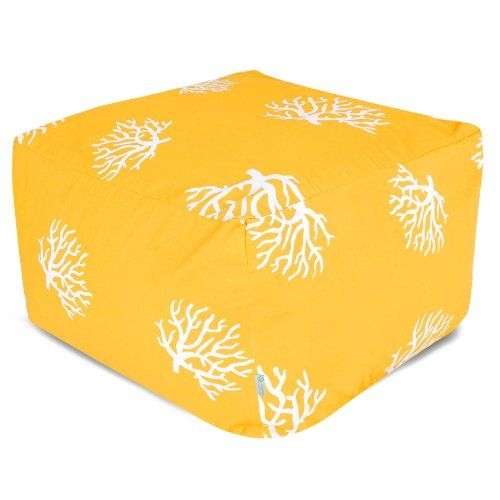 Majestic Home Goods Yellow Coral Ottoman, Large