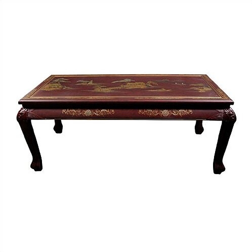Oriental Furniture Asian Furniture and Decor 45.5-Inch Claw Foot Design Chinese Lacquer Oriental Coffee Table, Red