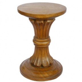 EXP Elegant Hand-carved 20" Flared Column Wood End Table / Side Table With Rich Finish