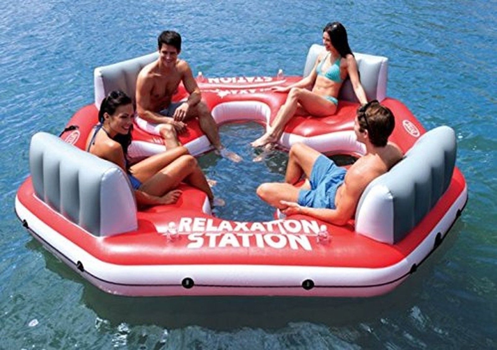 INTEX Pacific Paradise Relaxation Station Water Lounge 4-Person River Tube Raft