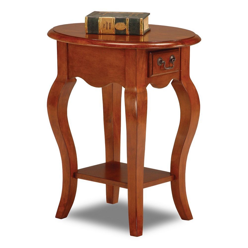 Leick French Oval End Table, Brown Cherry