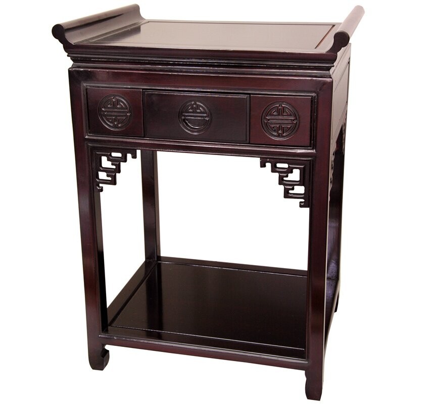 Oriental Furniture Authentic Asian Accent, 32-Inch Fine Chinese Rosewood Altar Table, Walnut Finish