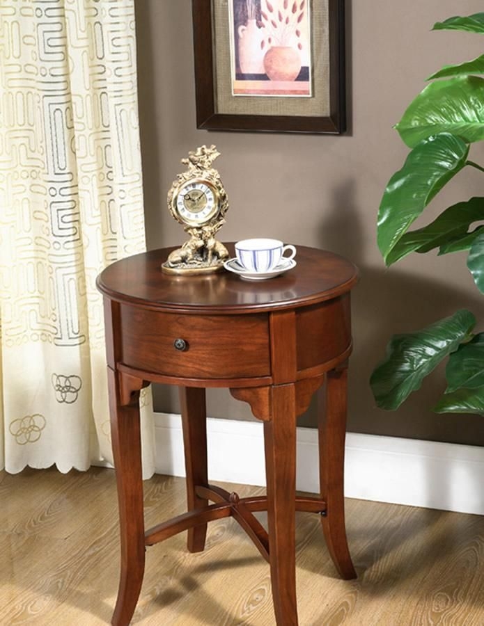 ROUND DRAWER SIDE TABLE