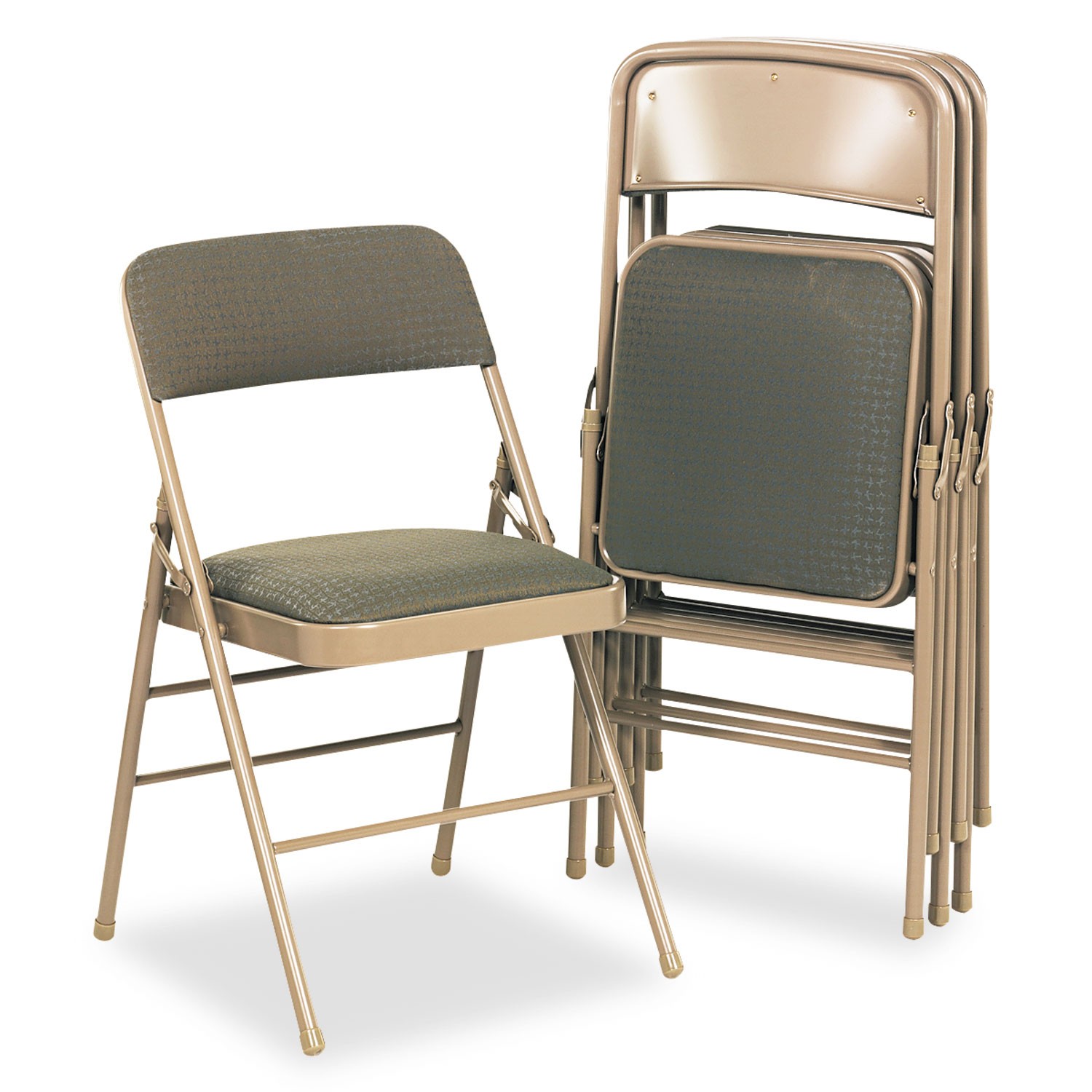 Samsonite 36885CVT4 Fabric Padded Seat/Back Folding Chair, Taupe Frame, Taupe