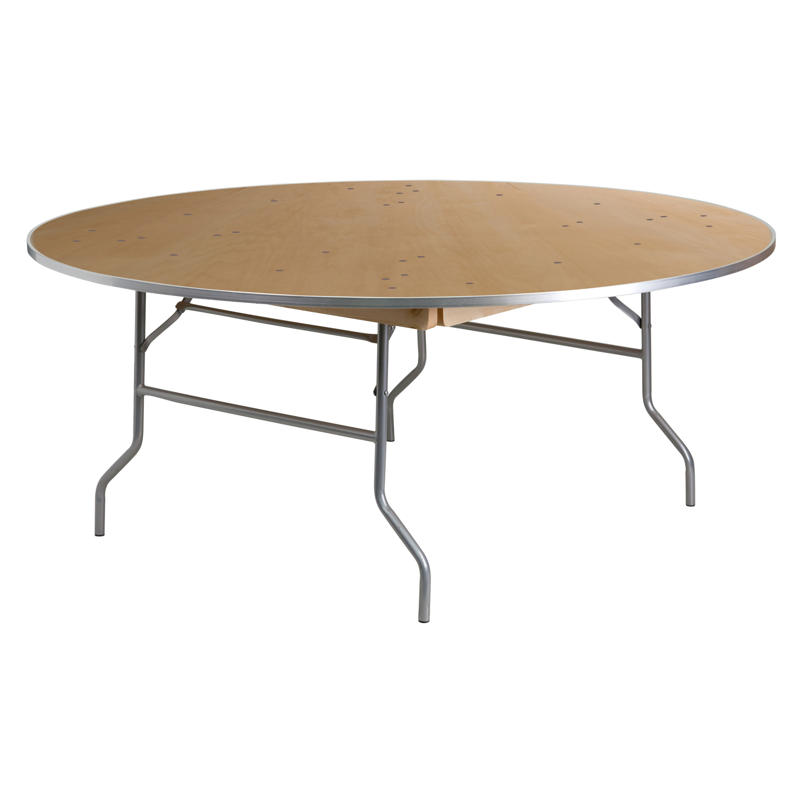 Flash Furniture Round Heavy Duty Birchwood Folding Banquet Table with Metal Edges, 72-Inch