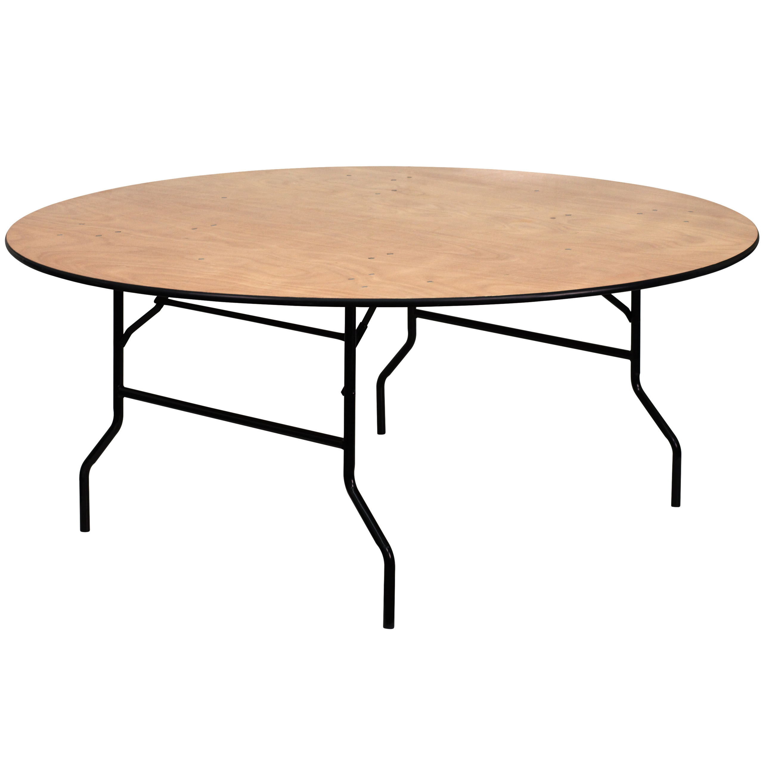 Flash Furniture YT-WRFT72-TBL-GG 72-Inch Round Wood Folding Banquet Table with Clear Coated Finished Top, Black