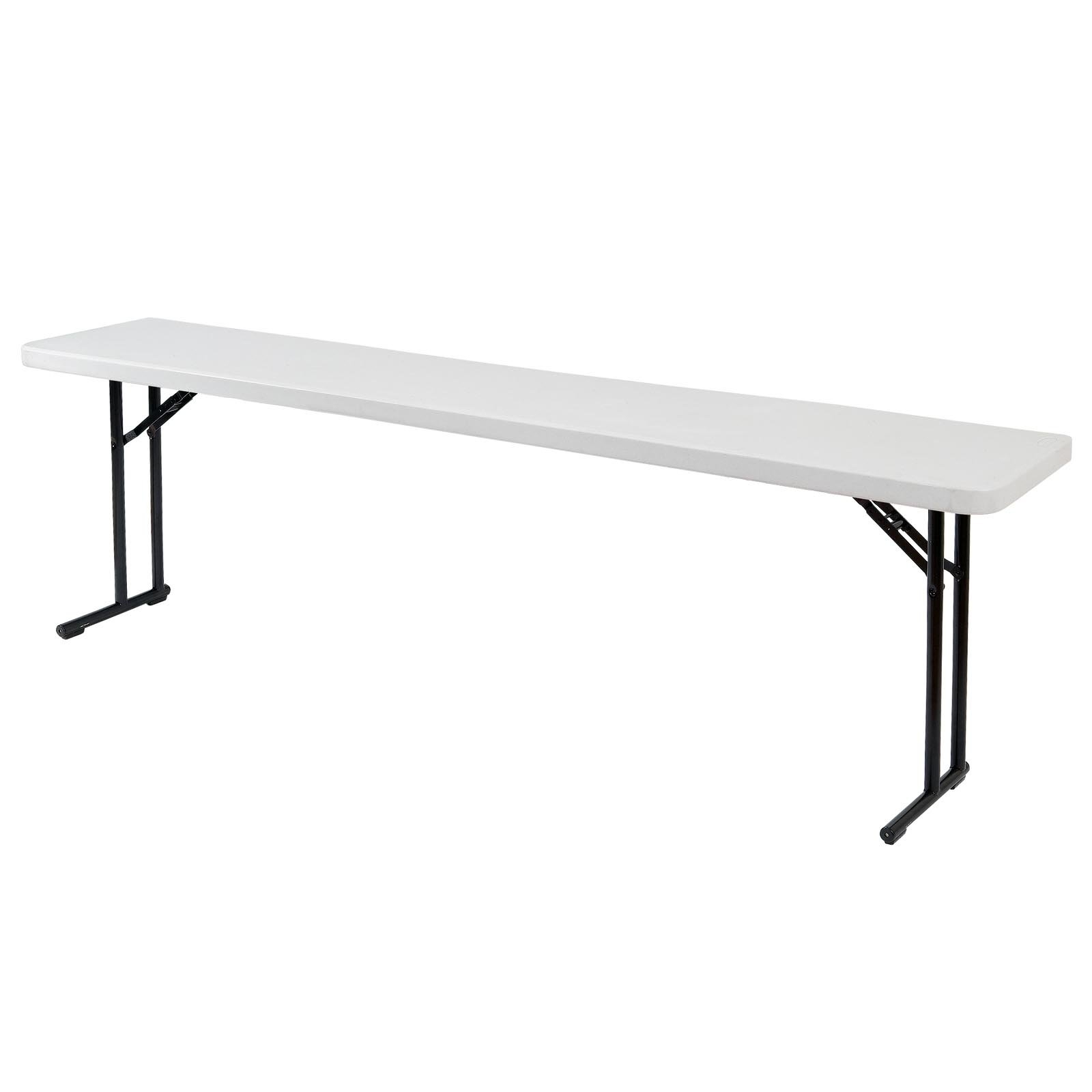 National Public Seating BT1800 Series Steel Frame Rectangular Seminar Blow Molded Plastic Top Folding Table, 700 lbs Capacity, 96" Length x 18" Width x 29-1/2" Height, Speckled Gray/Gray