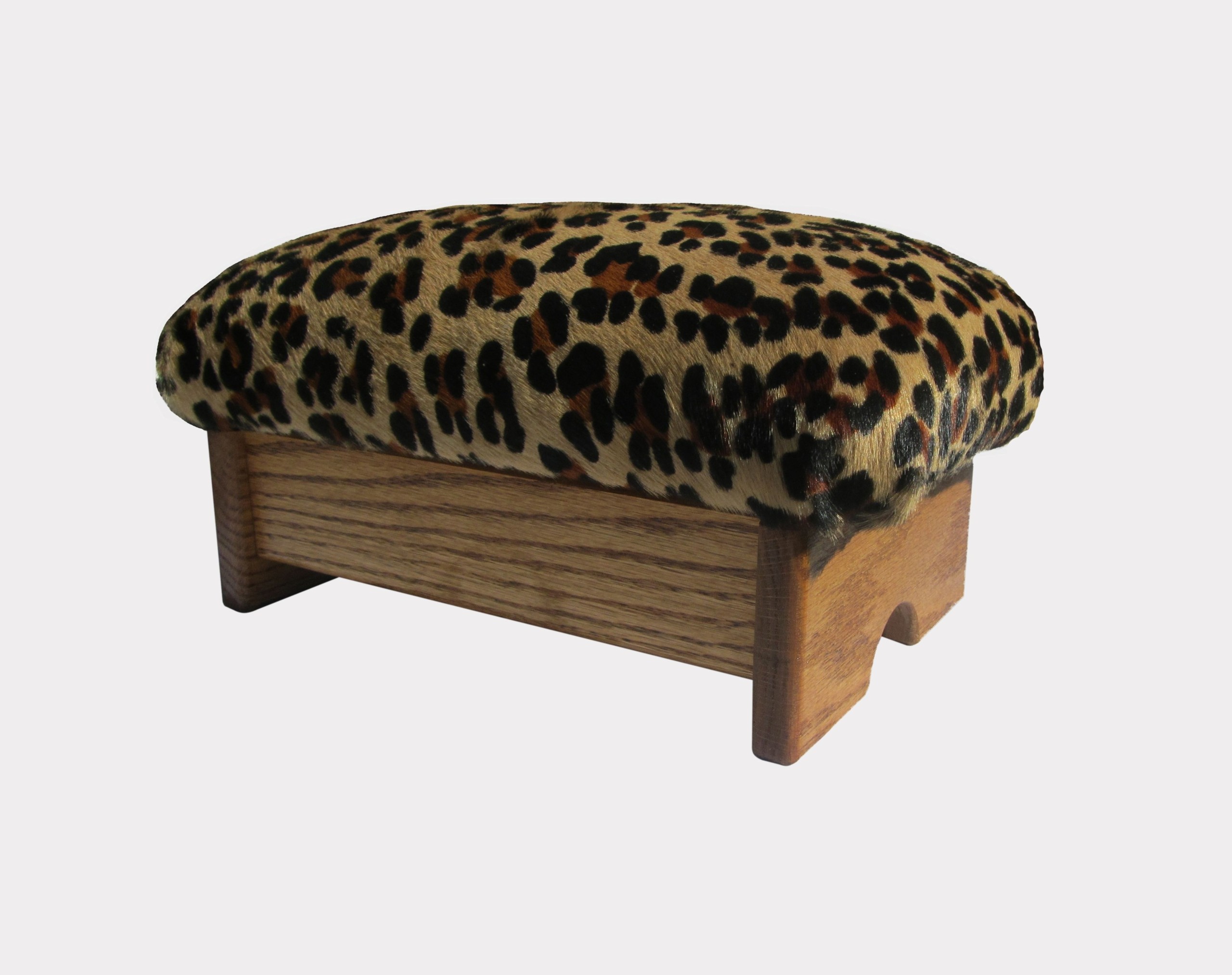 Padded Foot Stool Cheetah 7" Tall Maple Stain (Made in the USA)
