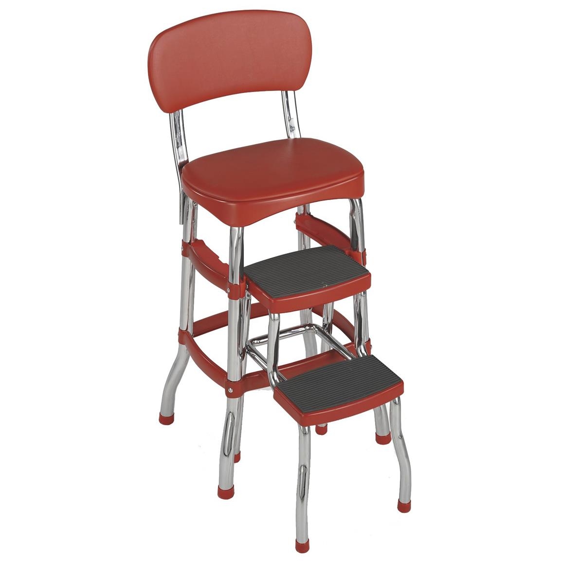 Retro Chair/counter Stylish Chrome Finish Stool - Red
