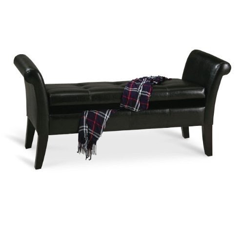 Black Large Ottoman / Storage Bench / Bed Bench w/ Armrests