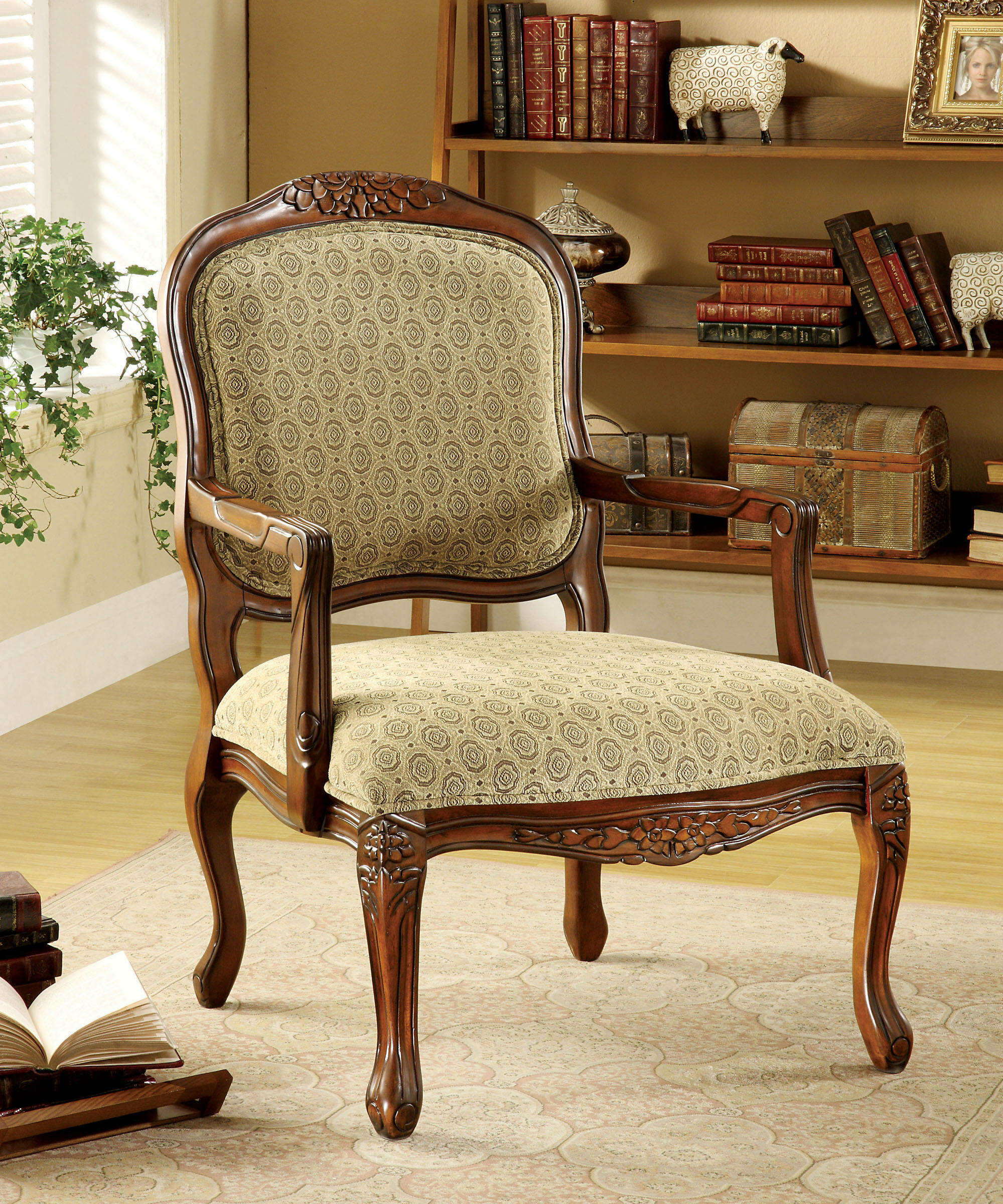 antique wood accent chair