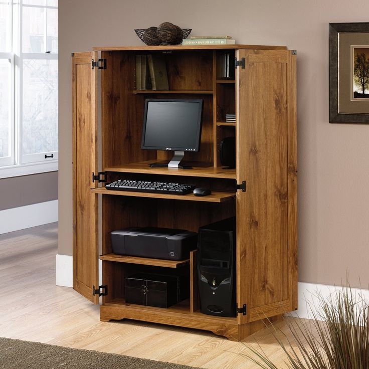 Classic Collection Computer Armoire in Spiced Pine Finish