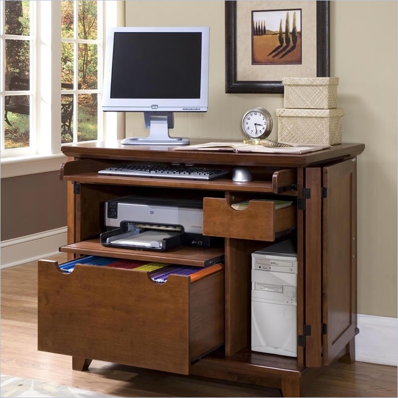 Home Style 5180-19 Arts and Crafts Compact Office Cabinet, Cottage Oak Finish