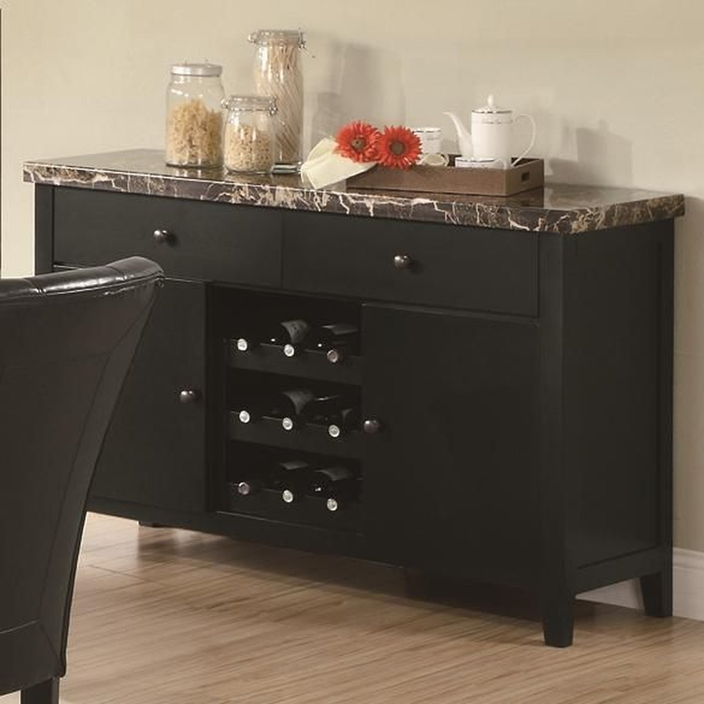 Buffet With Marble Top Ideas On Foter   Server Sideboard Marble Top With Wine Rack In Dark Cappuccino Finish 