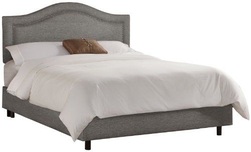 Skyline Furniture Inset Nail Button Twin Headboard in Groupie Pewter