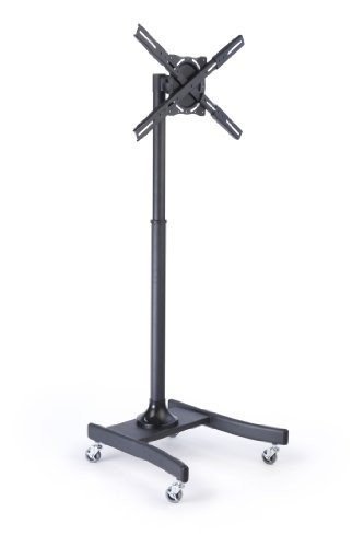 Steel Floor TV Stand with Wheels for a 27 to 60 inch Television, Height-Adjustable, Rotating and Tilting - Black