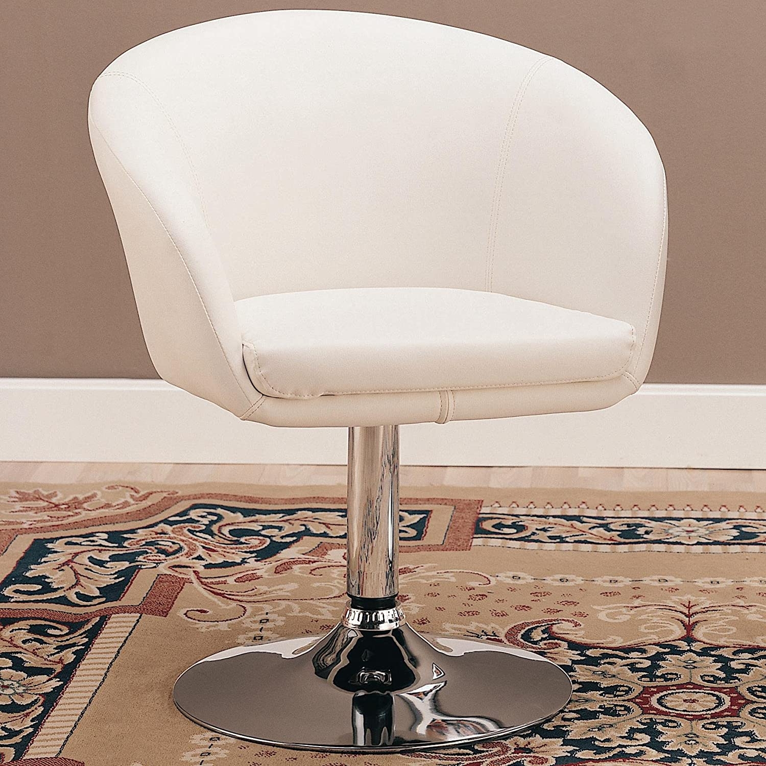 Swivel Chair in White bycast leather-like vinyl
