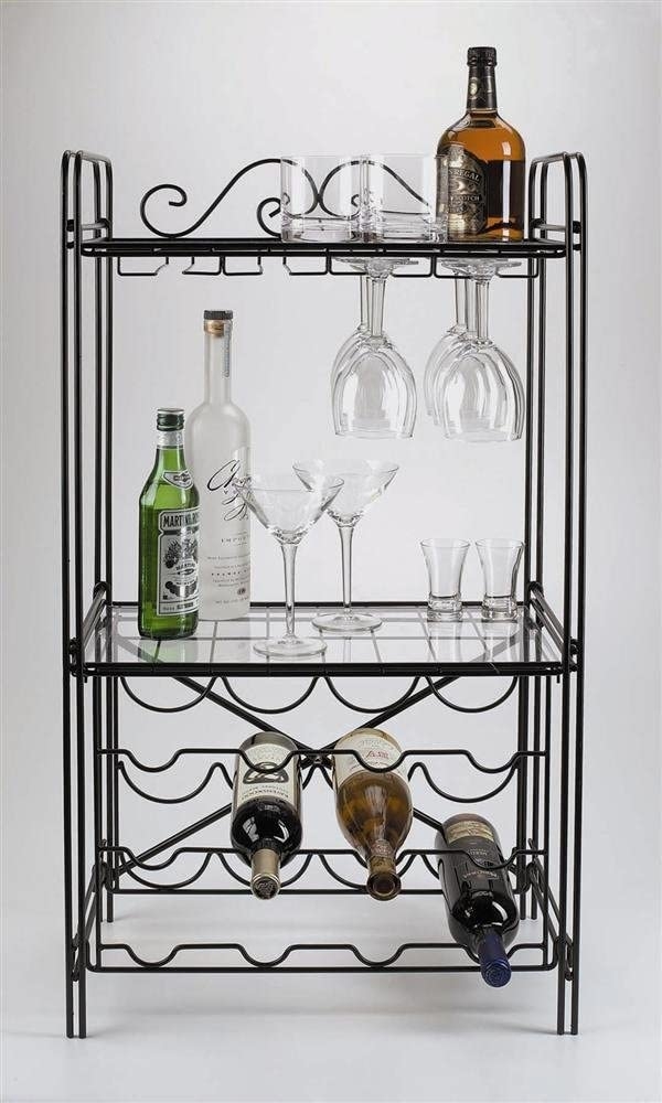 Concept Housewares Metal Wine and Glass Floor Rack, Matte Black