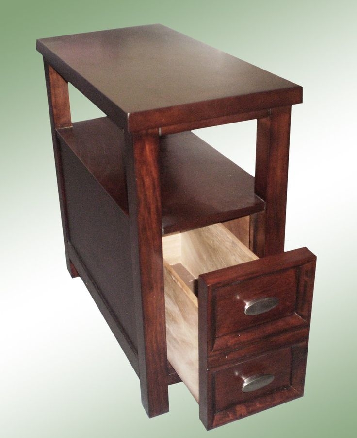 NEW Chairside End Table in Rich Espresso Cappuccino Oversized Drawer