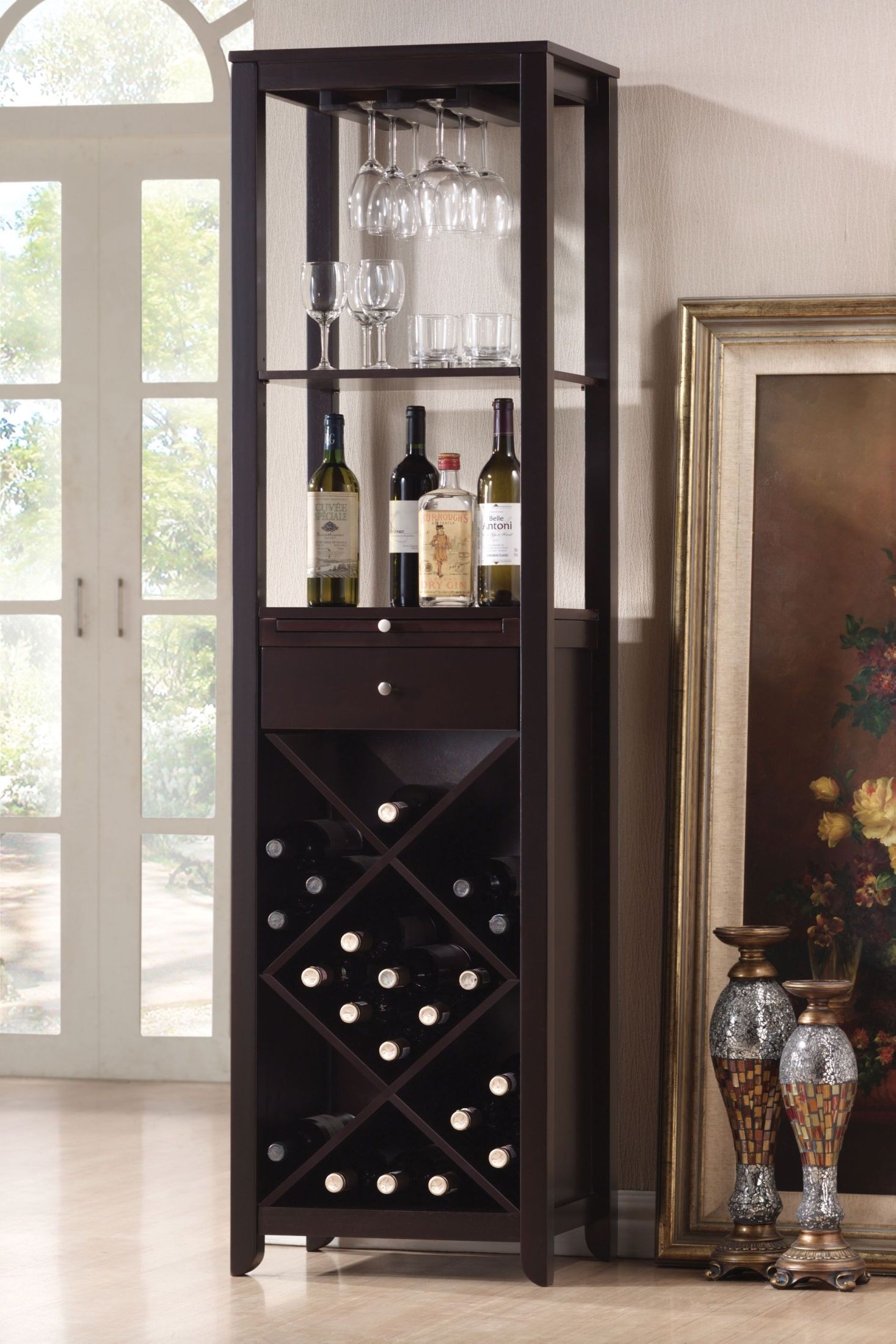 wine rack and glass holder cabinet