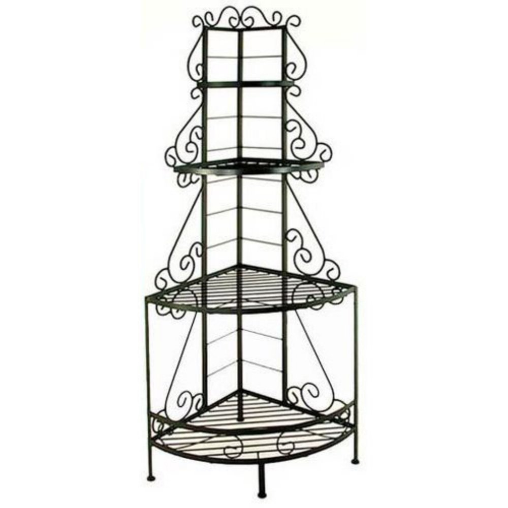 The Grace Collection 244CFA 24 W French Corner Bakers Rack, Black, Bronze, Copper, Gun Metal, Iron, Ivory, Stone, Teal