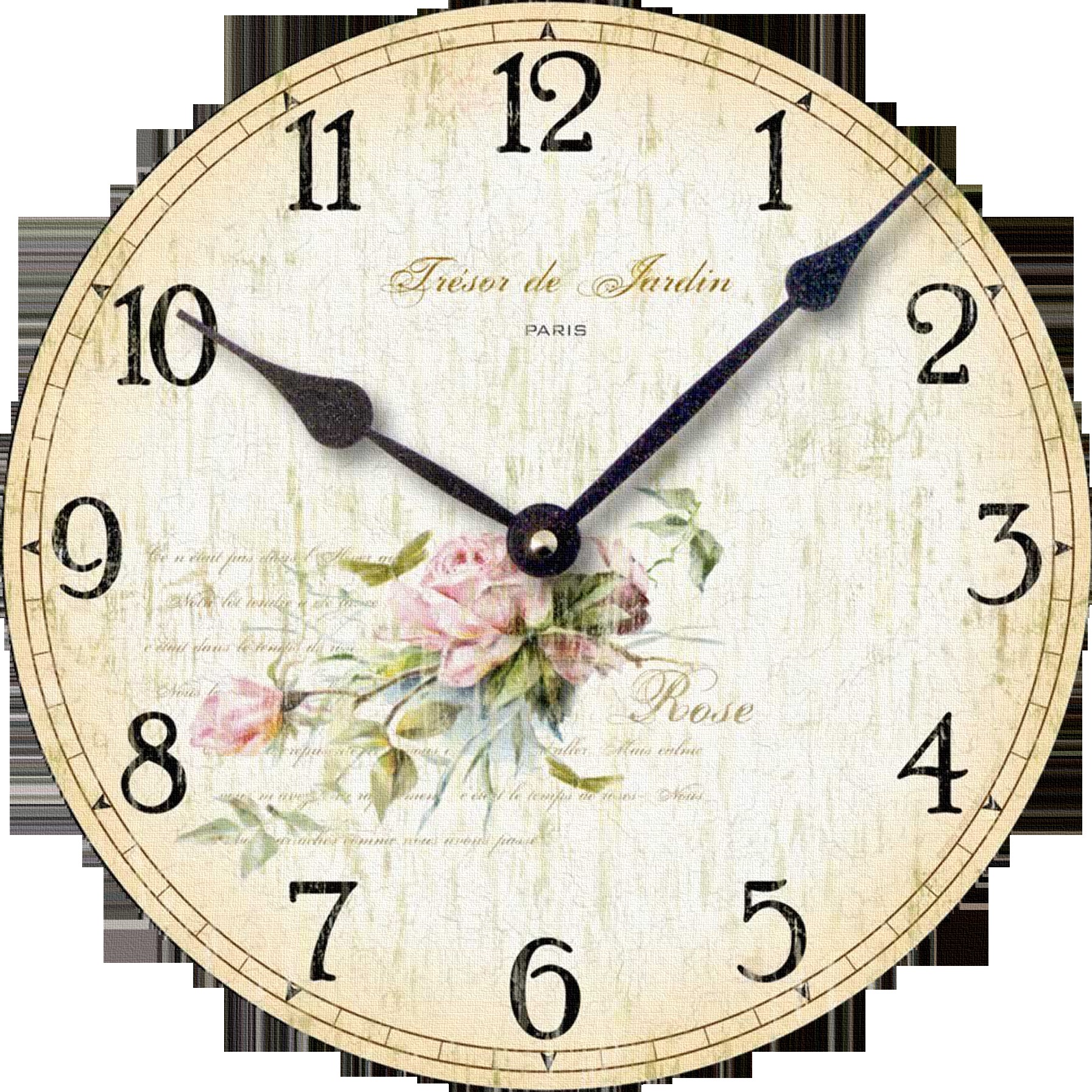 Item C2001 Vintage Shabby Chic Style Roses Clock (10.5 Inch Diameter)