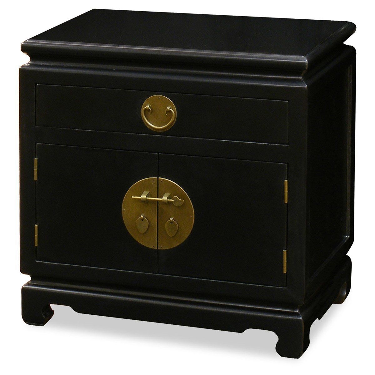 Ming Style Nightstand Cabinet - Black