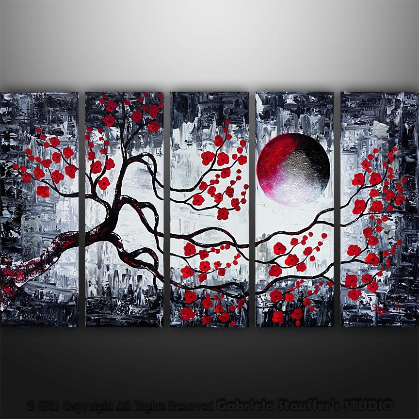 Abstract modern asian zen blossom tree