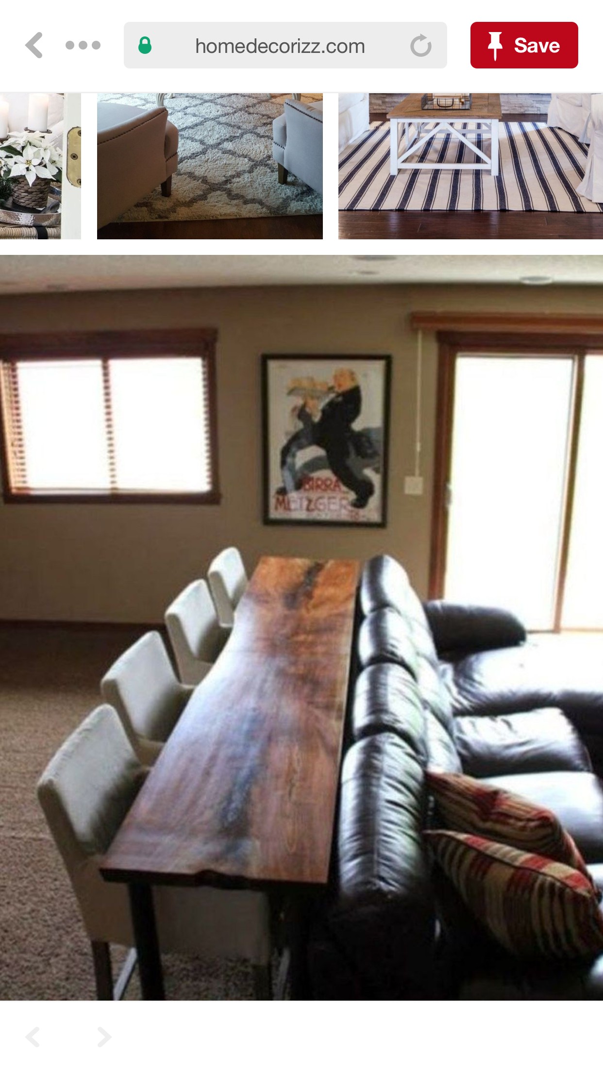 thin table behind couch