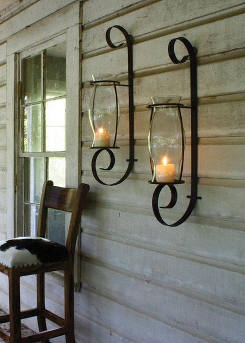 Heart Design 8 inch Tall Hand Forged Candle Wall Sconce 