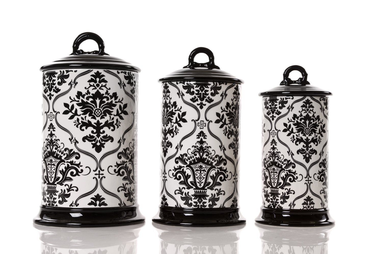 Black and white kitchen canisters