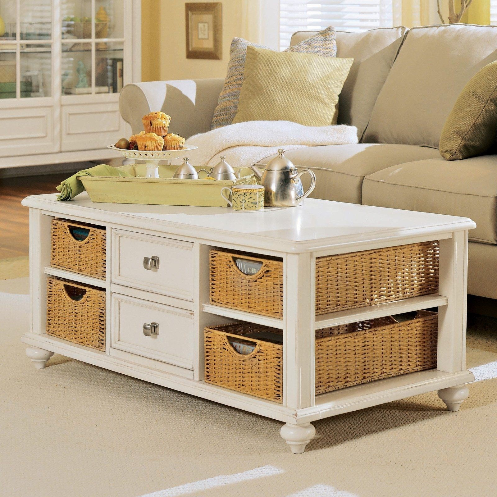 White coffee table with storage