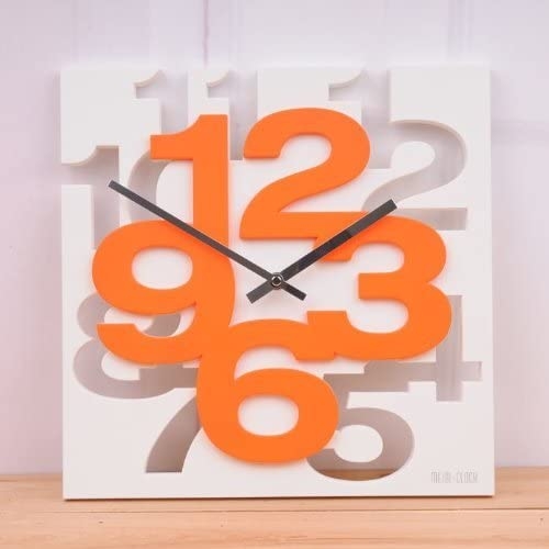 Fashion New Modern 3D Unique Creative Wall Square Clock Home Decor orange