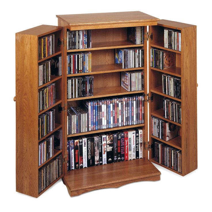 Leslie Dame CD-612 Solid Hardwood Multimedia Storage Cabinet with Classic Mission Doors, Oak