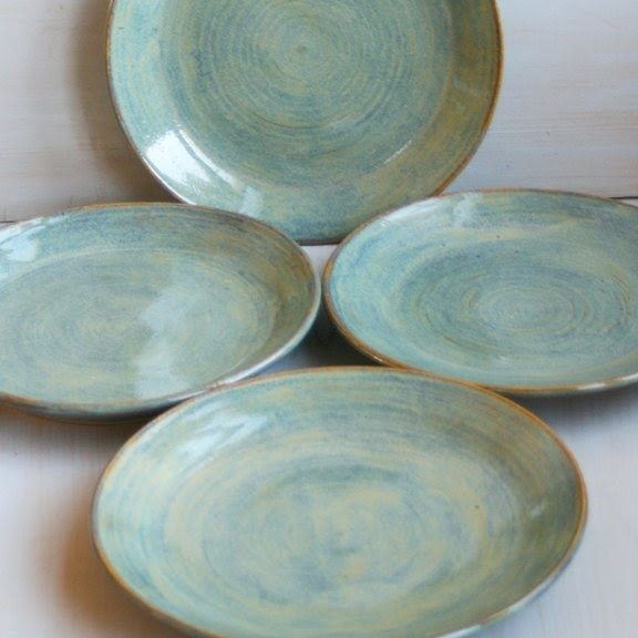Ceramic dinner plates rustic green