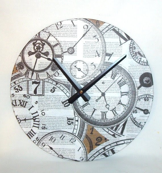 Large wall clock black and white wall