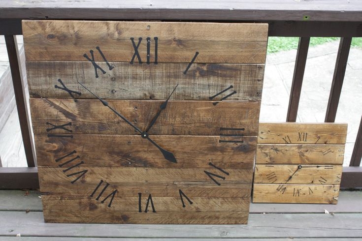 Large wall clock rustic reclaimed pallet