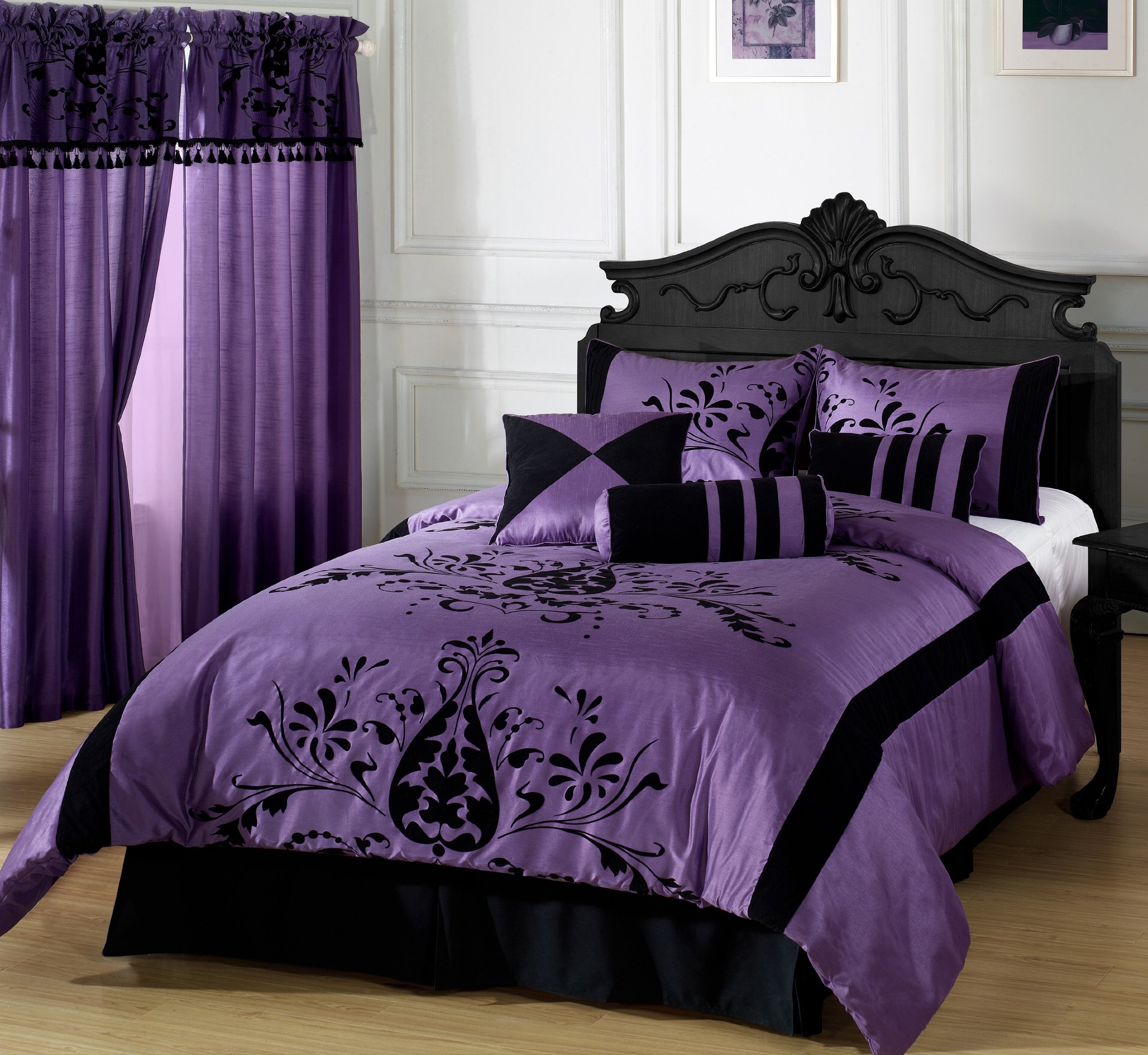 Cozy Beddings Violeta 7-Piece Comforter Set, Purple